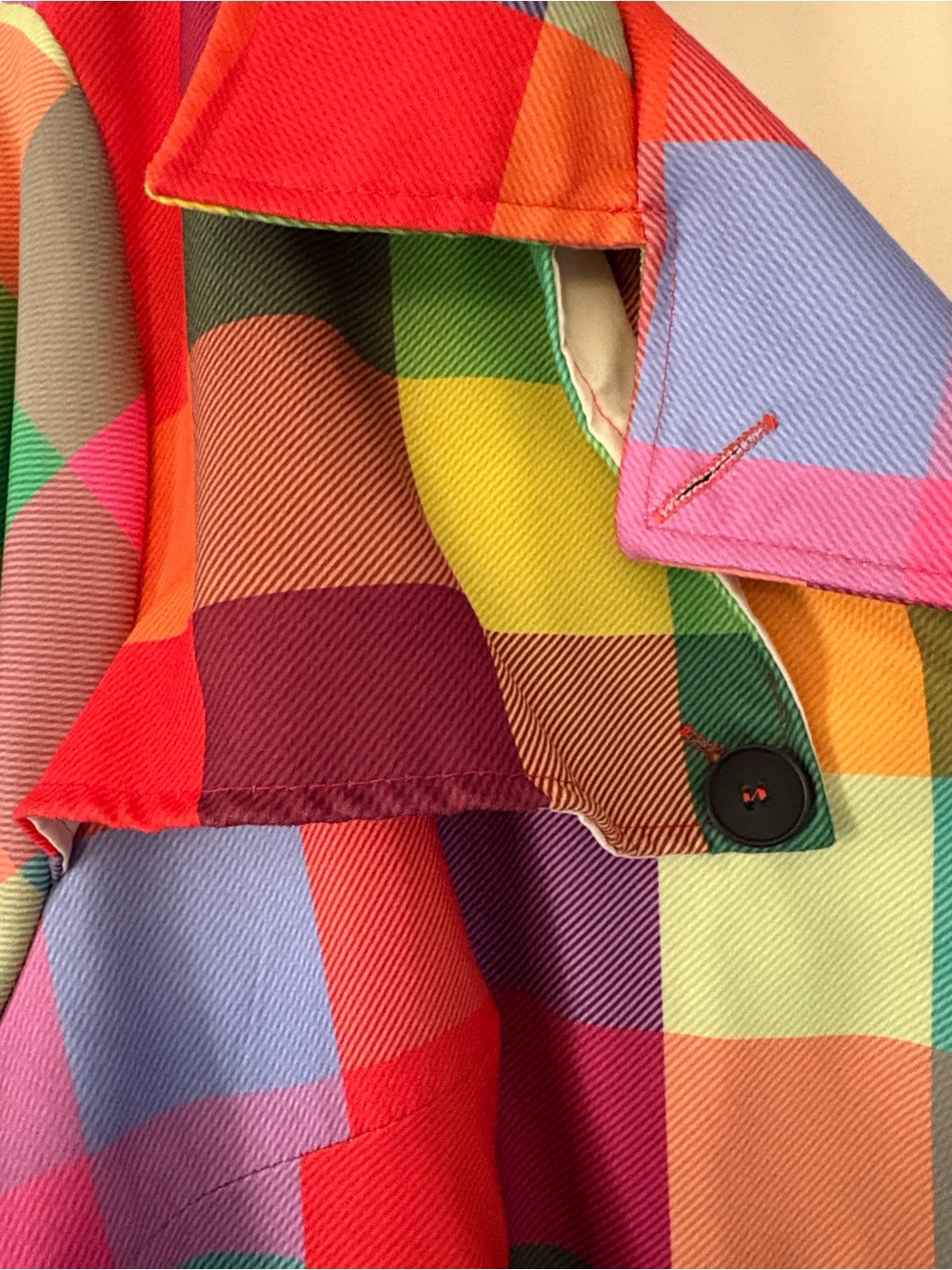 Plus Size Rainbow Plaid Belted Trench Coat Size 3XL - Picture 9 of 12